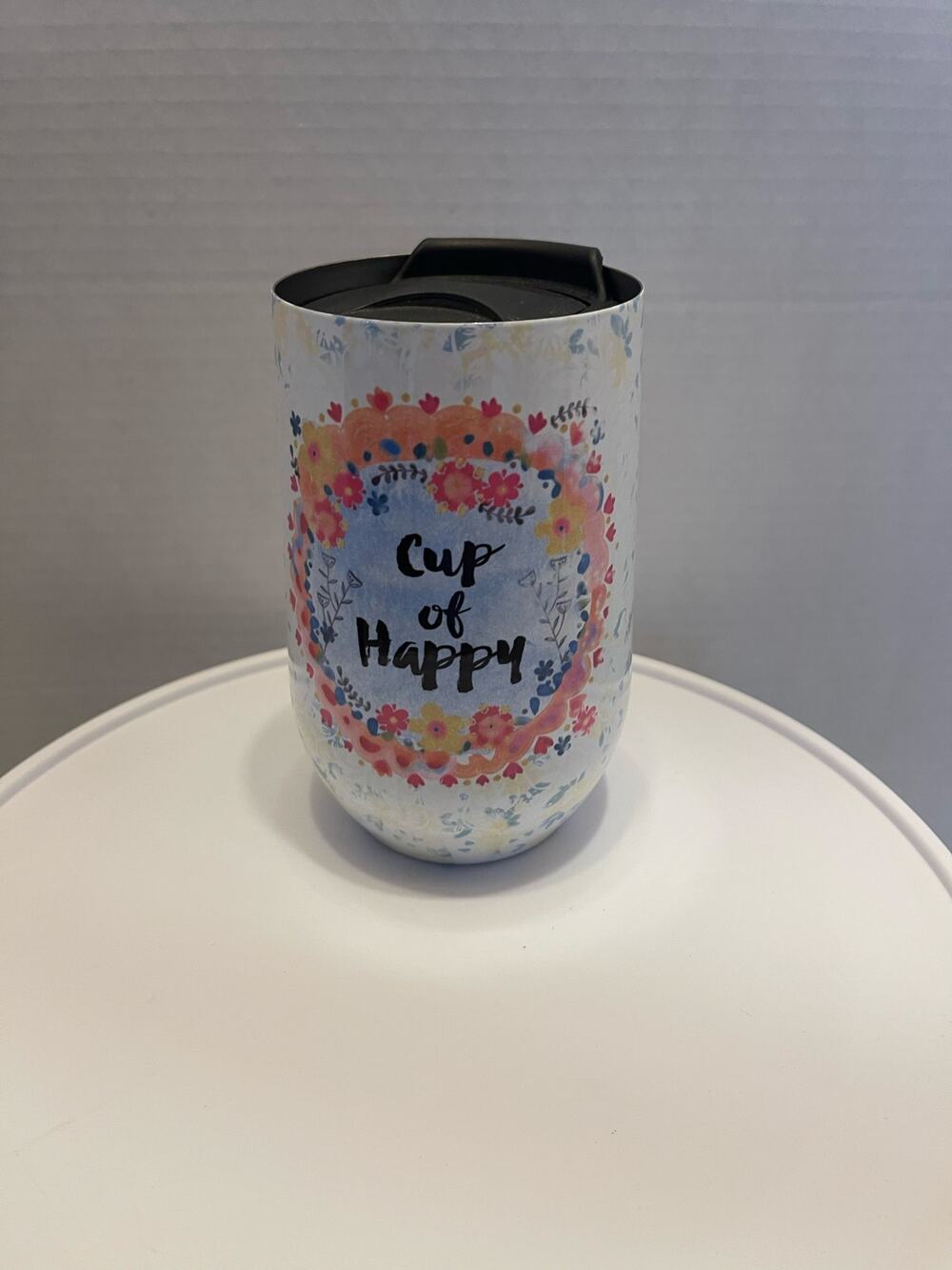 "Cup of Happy" Stemless Wine Tumbler